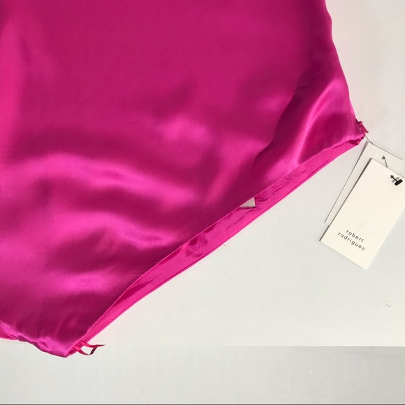 NWT Silk Luxury Robert Rodriquez Hot Pink Cold Shoulder Top Resort Barbie Pink - Picture 9 of 13